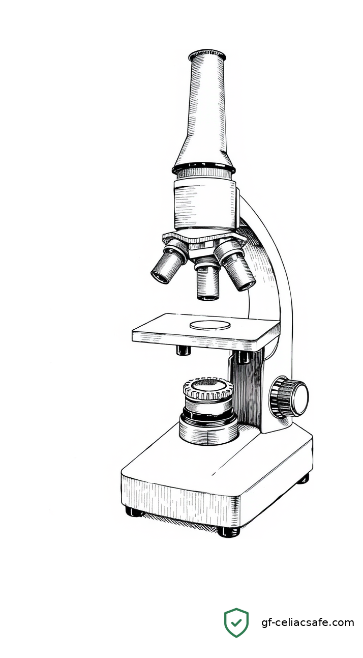 Microscope slide with intestinal tissue sample being analyzed