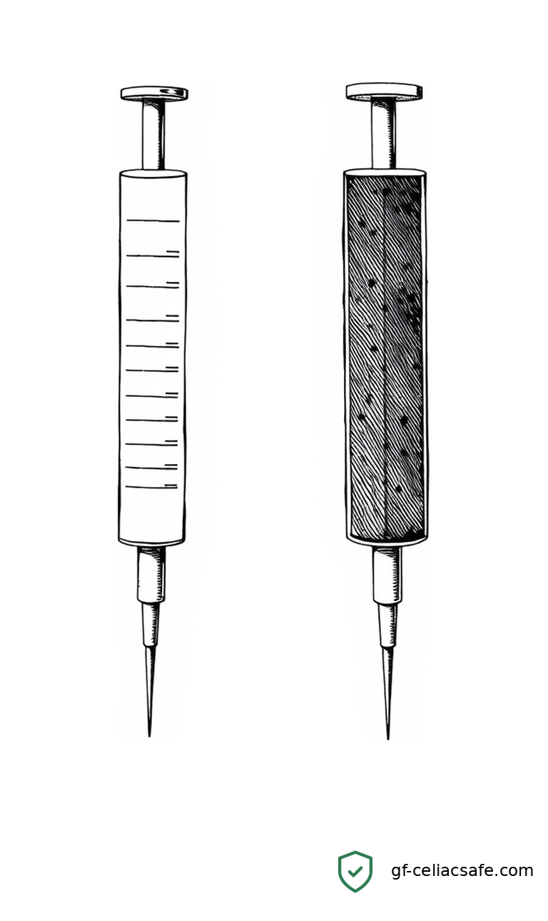 Laboratory vials and pipettes used for celiac disease antibody blood testing