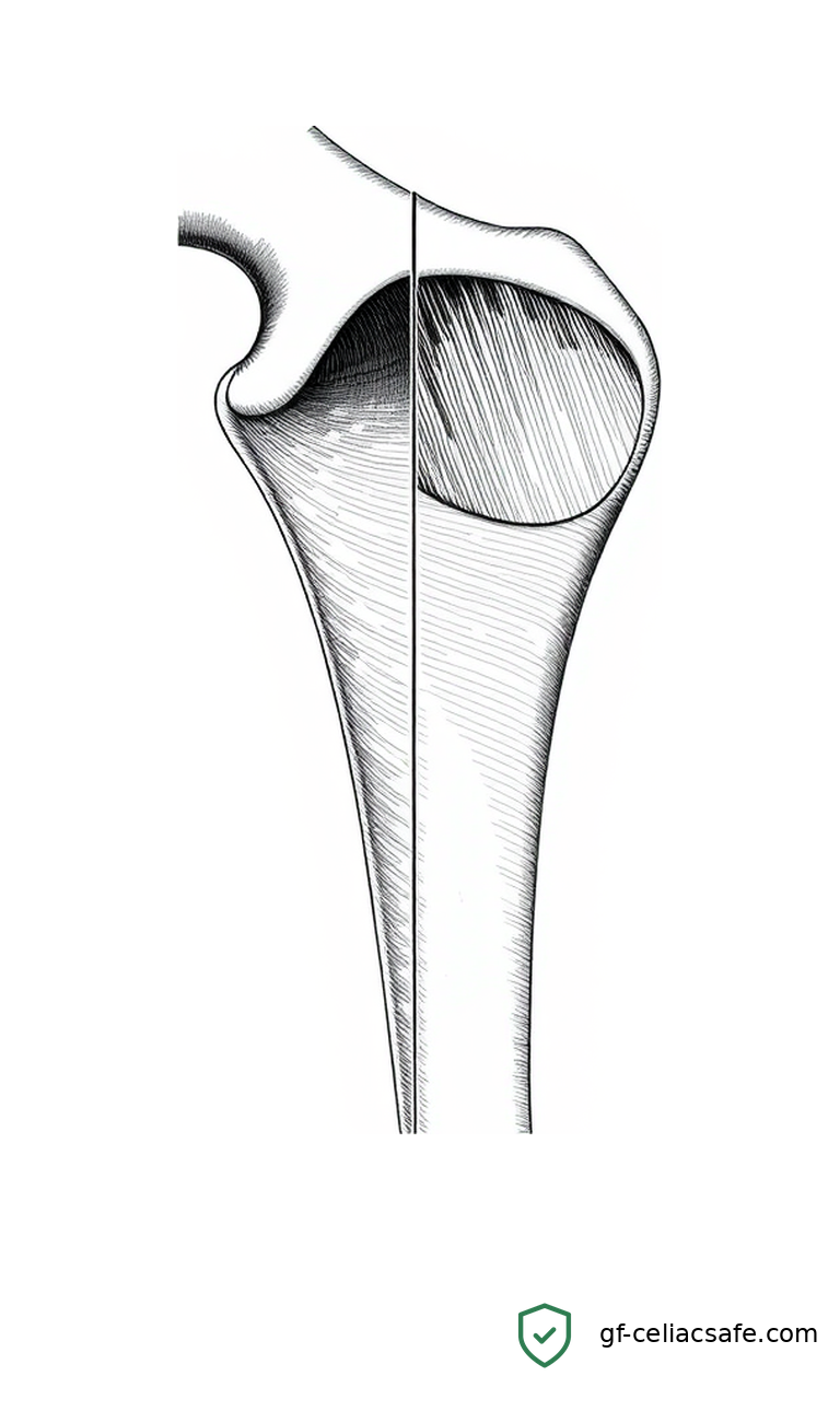 DXA bone density scan showing hip and femoral bone structure