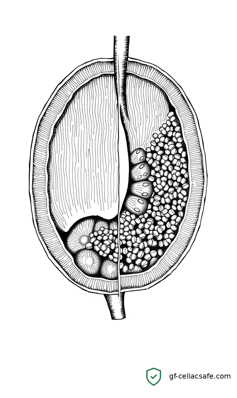 Illustration of the upper gastrointestinal tract showing esophagus, stomach, and duodenum with areas relevant to pediatric celiac disease